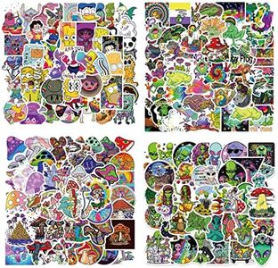 200 PCS Stoner Psychedelic Stickers,Mushrooms, Aliens, Frogs, Cartoon Characters Mixed Psychedelic Stickers, Cool Trippy Vinyl Waterproof Stickers for Laptop,Water