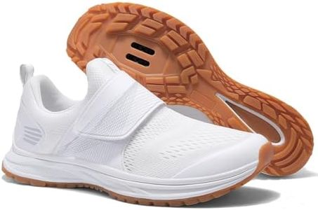 Pairobin Women's Indoor and Outdoor Cycling Shoes - Comfortable and Breathable - Compatible With SPD Cleats, White, 8