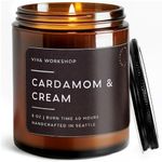 Cardamom & Cream Natural Soy Wax Scented Candle for Home – Handcrafted in USA – Aromatherapy Candle for Relaxing – Best Birthday Gift, Romantic & Anniversary Gift – Scented Candles for Women & Men