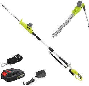 Cordless Pole Hedge Trimmer, Telescopic Long Reach 20V 2000mAh Li-ion Battery, Electric Cutter, Cutting Length 46CM, 16mm Tooth Opening Capacity,1Hr Fast Charger, 2.4m Extension Pole