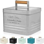 ELITAPRO Laundry Pods container Modern Farmhouse Laundry Pods Holder Metal Box Dispenser with Lid Laundry Room Decor and Accessories