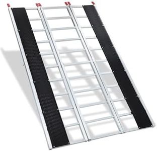 Garvee 85" L x 54" W Snowmobile Ramp, 1500 LBS Capacity Aluminum Tri-Fold Loading Ramps for ATV/UTV/Motorcycle/Lawn Mower/Garden Tractor, Pickup Truck & Trailer Loading, Silver