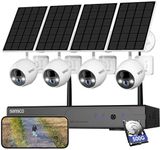 SANSCO Solar Security Cameras System Outdoor, 10CH 2K NVR Wireless Recorder with 500GB HDD, 180 Days Local Storage, 4X 4MP WiFi IP Camera - No Monthly Fee, Waterproof, 2-Way Audio, Color Night Vision