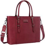 MOSISO PU Leather Laptop Tote Bag for Women (15-16 inch), Wine Red