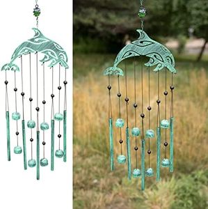 VP Home 28.5" H Tribal Dolphin Wind Chimes for Outside Unique Tribal Dolphin Windchimes for Outdoor Decorations Garden Decor Dolphin Cimes for Women, Mom, Grandma, Unisex