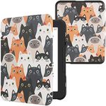 kwmobile Case Compatible with Barnes & Noble Nook Glowlight 4 / 4e Case - eReader Cover - Cats Orange/Black/White