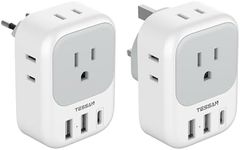 European UK Travel Plug Adapter, TESSAN US to UK Plug Adapter with 4 AC Outlets and 3 USB, Europe Power Adaptor Type C/G for USA to EU UK Ireland France Germany Spain Greece England Italy British