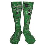 LASWEGA Green Computer Circuit Board Socks Unisex Adult Fun Cool 3d Print Colorful Athletic Sport Novelty Crew Tube Compression Socks