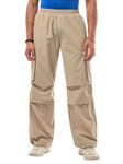 GRECIILOOKS Regular Fit Cotton Trousers Baggy Pants Cargos for Men (GL-TP-1082_Cream_S)