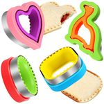 HINZER Sandwich Cutter and Sealer Set Uncrustables Maker 4 Pcs Bread Decruster Pancake Maker Heart Square Circle Dinosaur Shape DIY Cookie Cutters Gift for Kids Adult Boys Girls