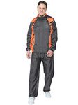 FabSeasons Lightweight Waterproof Raincoat set of Top & Bottom for Men's, with hood & Reflector at back (Grey, L)