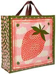 Blue Q Shopper - Strawberry Clouds. Reusable grocery bag, sturdy, easy-to-clean, 15" h x 16" w x 6" d. Made from 95% recycled material., Multicolor, L