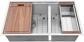 Ruvati 33-inch Workstation 60/40 Double Bowl Undermount 16 Gauge Stainless Steel Ledge Kitchen Sink - RVH8356