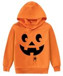 Little Hand Boys Halloween Hoodie - Pumpkin & Spider Print Sweatshirt for Kids Long Sleeve Pullover Tops for Ages 7-8 Years