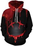 Chaos World Men's Novelty Hoodie Realistic 3D Print Pullover Unisex Casual Sweatshirt(4XL,Blood Smile)