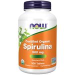 Now Foods, Certified Organic Spirulina, 500mg, High Dose, 500 Vegan Tablets, Lab-Tested, Soy Free, Gluten Free, Vegetarian, Non-GMO