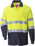 Portwest Flame Resistant Anti-Static Two Tone Polo Shirt, Size: M, Colour: Yellow/Navy, FR74YNRM