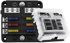 GIDREN 6 Way Fuse Box 12v Blade Fuse Block with LED Indicator, 6 Circuits Fuse Box Holder with W/Negative Bus for Automotive Car Boat Marine SUV RV Van