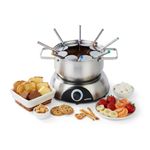 CUSIMAX Electric Fondue Set, 1500W Stainless Steel Fondue Maker with Adjustable Thermostat, 8 Colour Coded Stainless Steel Forks, for Chocolate, Cheese, Broth, Oil, 1.3 L Capacity Electric Fondue Pot