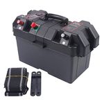 Large Leisure Battery Box W/Strap Dual USB For RV Caravan Camper Boat Motorhome Small-boat Transom,44 * 24.5 * 27cm