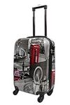 Lightweight 4 Wheel Hard Shell PC London Printed Luggage Suitcase Cabin Travel Bag (Small 20 " (Cabin Size))