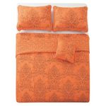 Home Soft Things Serenta Damask 4 Piece Bedspread Set, King, Nectarine