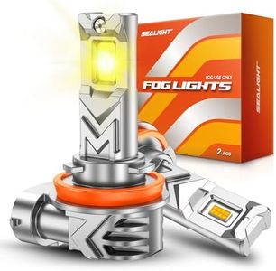 SEALIGHT H16 H11 H8 LED Fog Light Bulb Yellow, 800% Brightness 13000LM 3500K Amber Yellow H11 Fog Lights LED, Strong Penetration, Plug and Play, Pack of 2