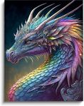 KYOQFVN Diamond Painting Kits for Adults, 5D Colourful Dragon Diamond Art Kits Full Drill Coloured Diamond Painting Dragon Kit for Kids Beginners, DIY Crystal Gem Art for Home Wall Decor 30x40cm