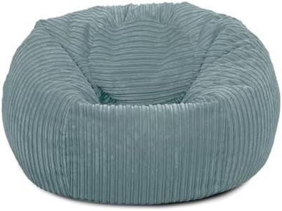 Bags of Beans Adult Corduroy Bean Bag Pre Filled - Comfortable Lounger Chair - Breathable Fabric Recliner Beanbag Seat for Living Room, Gaming and Bedroom Furniture 92(D) x92(W) x57(H) (Sky Blue)