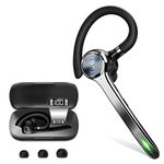 HEIBAS Bluetooth Headset, Wireless Bluetooth Earpiece with 500mAh Charging Case 72 Hours Talking Time Built-in Microphone for iOS Android Cell Phone, V5.1 Hand-Free Headphones for Trucker, Office