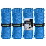 Amarine Made Double Braided Nylon Dock Lines with Loop 4840 lbs Breaking Strength (L:20 ft. D:1/2 inch Eyelet: 12 inch) 4 Pack of Marine Mooring Rope Boat Dock Lines Working Load Limit:968 lbs