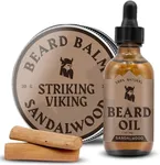 Striking Viking Beard Oil and Balm - Men's Beard Grooming Kit with All-Natural Beard Oil and Leave in Beard Balm Conditioner - Enriched with Argan and Jojoba Oil, Sandalwood