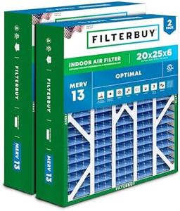 Filterbuy 20x25x6 Air Filter MERV 13 Optimal Defense (2-Pack), Pleated HVAC AC Furnace Air Filters Replacement for Aprilaire Space-Gard 201 / Models 2200 and 2250 (Actual Size: 19.75 x 24.25 x 5.88 Inches)