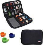 BUBM Universal Electronics Accessories Organizer, Travel Gear Carry Bag for Cables, USB Hard Drive, Plug, External Flash Drive and More, Lightweight and Compact (Medium-Black)