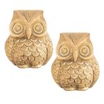 La Grace Vintage Brass Owl Statue for Good Luck, Home Decoration, Owl Showpieces, Office Table Desk, Handcrafted Brass Statue, Indian Arts Birds (Big Pack of 2)