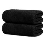 Tens Towels Bath Sheets, 100% Cotton Towels, 35x70 inches, Lighter Weight & Super Absorbent, Oversized Bath Towels, Quick Dry Jumbo Bath Towel Sheets (Pack of 2)(Black)