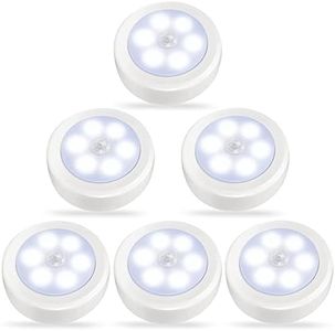 Svarog 6 Packs Luz con Sensor de Movimiento,Funciona con Pilas,Luces LED Nocturnas,Se Adhieren a Cualquier Lugar,Luces de Pared Para Escaleras,Pasillo,Dormitorio,Cocina,Garaje,Entrada(Blanco frío)