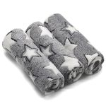 1 Pack 3 Puppy Blankets Cat Dog Blankets Super Soft Warm Sleep Mat Grey Star Cute Print Blanket Fluffy Fleece Pet Blanket Flannel Throw for Small Dogs Puppy Dogs Cats Small(23"x15")