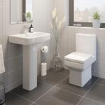 Affine Close Coupled Toilet and Basin Sink Set Bathroom Modern Cloakroom Ceramic Suite