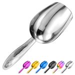 Metal Ice Scoop 3 Oz, Small Stainless Steel Ice scooper for Ice Maker Ice Bucket Kitchen Freezer Bar Party Wedding, Multipurpose for Coffee Bean,Flour Scoop,Dog Food Scoop (3 OZ-Curved handle)