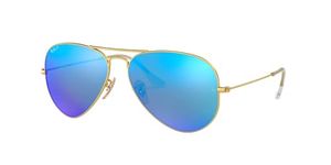 Ray-Ban RB3025 Classic Aviator Sunglasses, Matte Gold/Blue Mirror Polarized, 58 mm