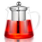 Spring Chef 750ML/26.39OZ Round Glass Teapot with Infuser, Heat-Resistant Borosilicate Glass Strainer Teapot, Removable Infuser Tea Pot Handmade