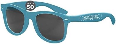 DISCOUNT PROMOS Custom Plastic Tahiti Sunglasses Set of 10, Personalized Bulk Pack - UV Protection, Perfect for Party, Beach, Outdoor - Carolina Blue