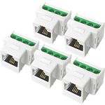 NECABLES 5Pack RJ11 Screw Jack CAT3 Telephone Keystone Jack with Screw Terminal on Breakout Board 4 Screws to RJ11 6P4C Female White