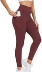 RUNNING GIRL High Waisted Leggings for Women,Tummy Control Workout Yoga Pants with Pockets Compression Pants Buttery Soft(CK3020 Winedred XXL)