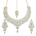 Touchstone Indian jewelry set for women bollywood gold jewellery wedding outfits necklace sets earrings bridal maang tikka fancy costume girls big desi accessories rhinestone in gold or silver tone,