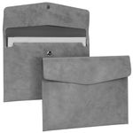 Zentiky PU Leather File Folder - A4 Document Holder Waterproof Envelope Portfolio Case for School and Office Supplies-Grey