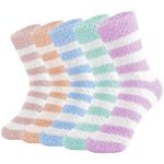 QonLou Fluffy Socks for Women 5Pairs Bed Socks Ladies Winter Thick Cozy Socks Girls Warm Soft Fuzzy Home Slipper Socks for Women UK Size 4-8