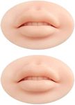 2PCS 3D Lip Silicone Practice Skin Premium Soft Open Mouth Lip Models For Permanent Makeup Microblading Tattoo+ 5 Pcs Microblading Blades