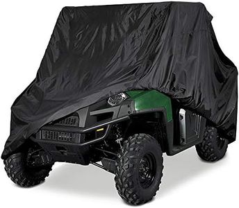 Deluxe Black UTV Cover Fits Up to 120" L W/Roll Cage- 190T Polyester Water and Sunray Resistant Storage Cover Compatible with Polaris Side-by-Side Ranger Gator Prowler Yamaha Prowler Rancher Foreman